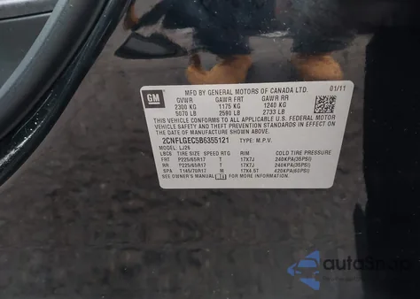 2011 Chevrolet Equinox Ltz from USA, damaged, VIN 2CNFLGEC5B6355121